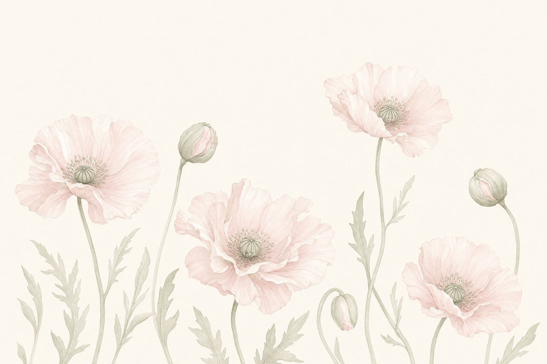 Poppies Wallpaper Floral Botanical Wall Mural pattern artwork