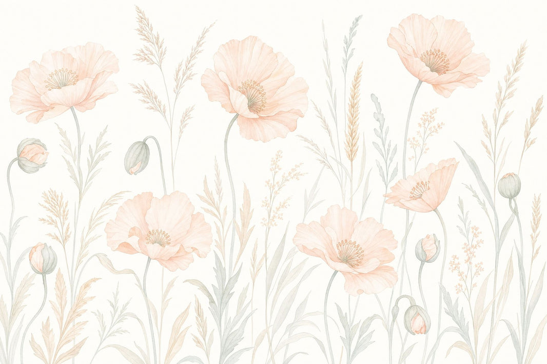 Meadow Flowers Wallpaper Wildflower Removable Botanical Wall Decor pattern artwork