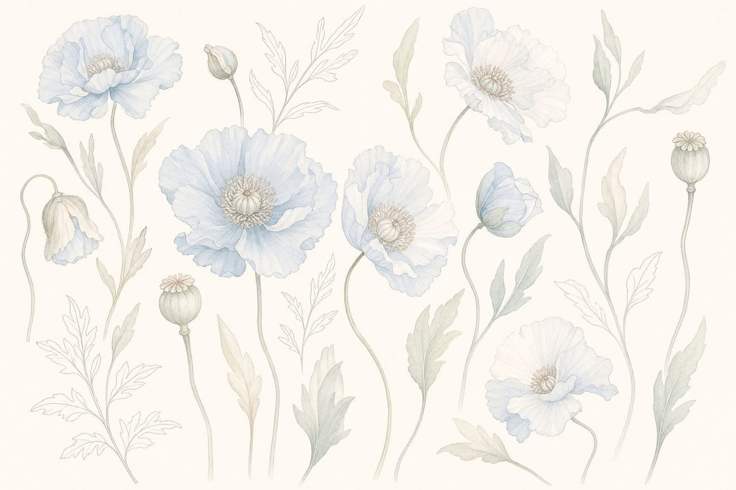 Poppies Wallpaper Botanical Floral Wall Mural pattern artwork
