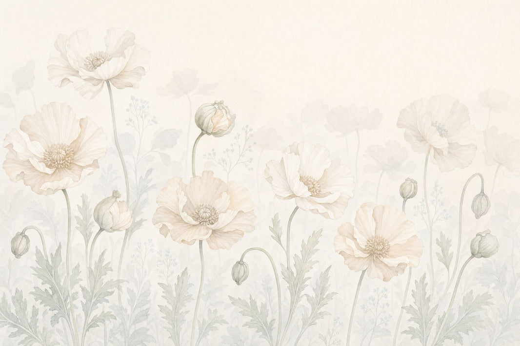 Poppy Flowers Wallpaper Floral Wallpaper Watercolor Flowers Wall Mural pattern artwork