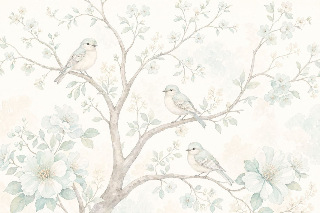 Watercolor Wallpaper Floral Removable Birds Wall Decor pattern artwork