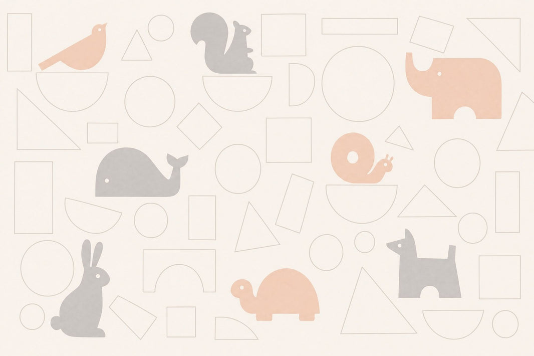 Nursery Animals Wallpaper Geometric Shapes Pastel Removable Wall Decor pattern artwork