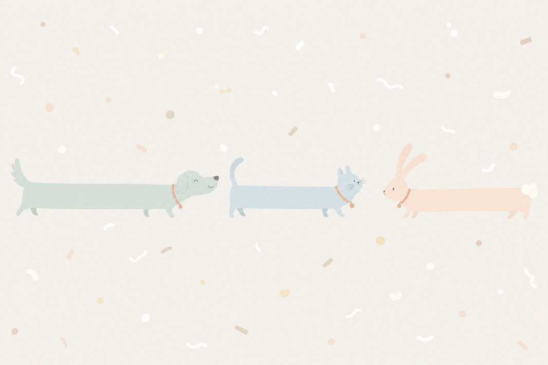 Pastel Animals Wallpaper Cartoon Dog Removable Nursery Wallpaper Wall Decor pattern artwork