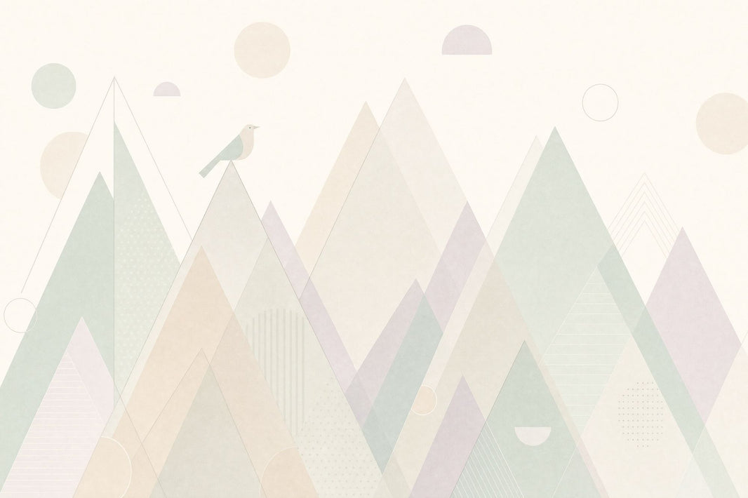 Pastel Mountains Wallpaper Geometric Landscape Scandinavian Removable Wall Decor pattern artwork