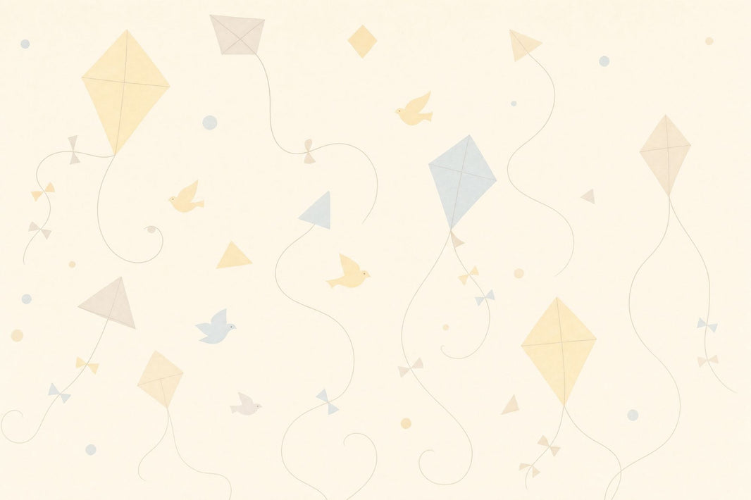 Kites Wallpaper Pastel Cream Background Wall Mural pattern artwork