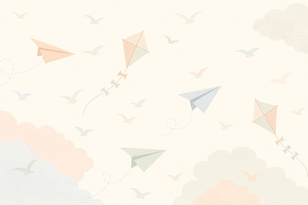 Paper Airplanes Wallpaper Kites Nursery Removable Wall Decor pattern artwork