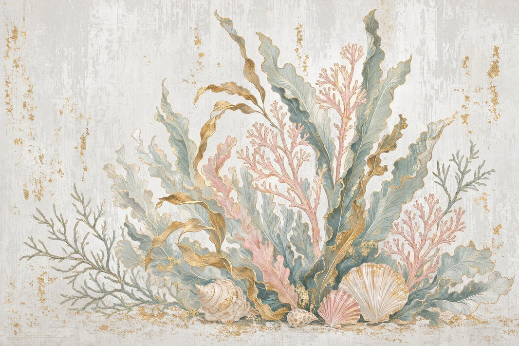 Seashells Wallpaper Coral Coastal Wall Mural pattern artwork