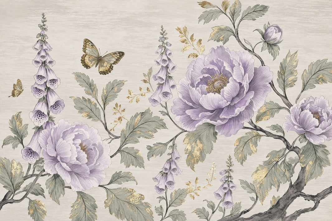 Floral Wallpaper Botanical Removable Butterfly Wall Decor pattern artwork