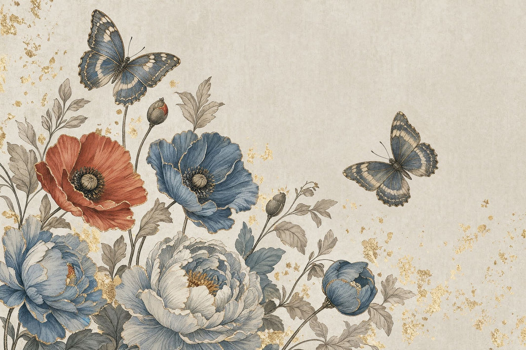 Vintage Wallpaper Floral Botanical Wall Mural pattern artwork