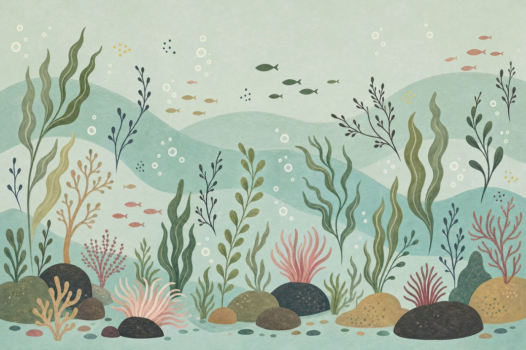 Underwater Wallpaper Coastal Seaweed Wall Mural pattern artwork