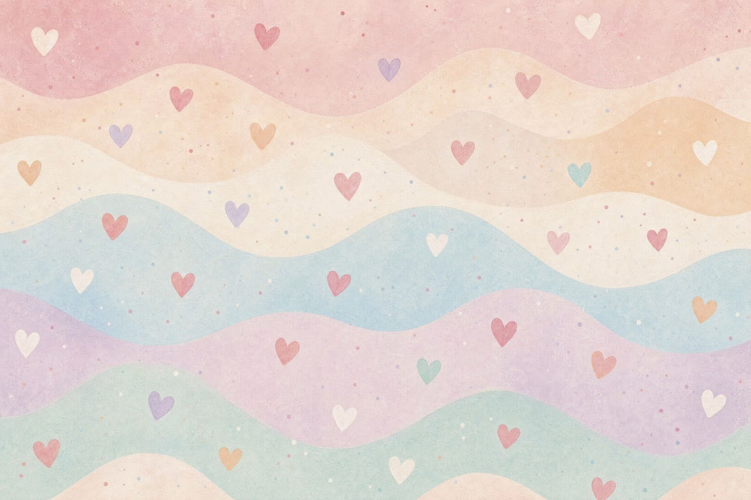 Watercolor Texture Wallpaper Pastel Stripes Heart Confetti Removable Wall Decor pattern artwork
