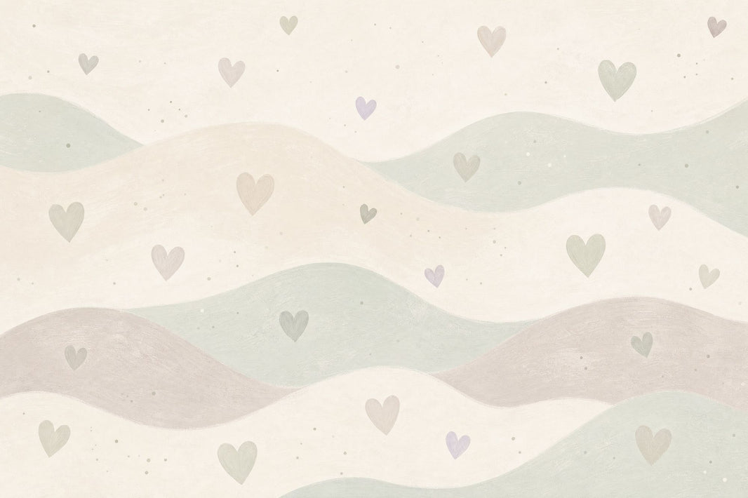 Nursery Wallpaper Hearts Removable Wavy Bands Wall Decor pattern artwork