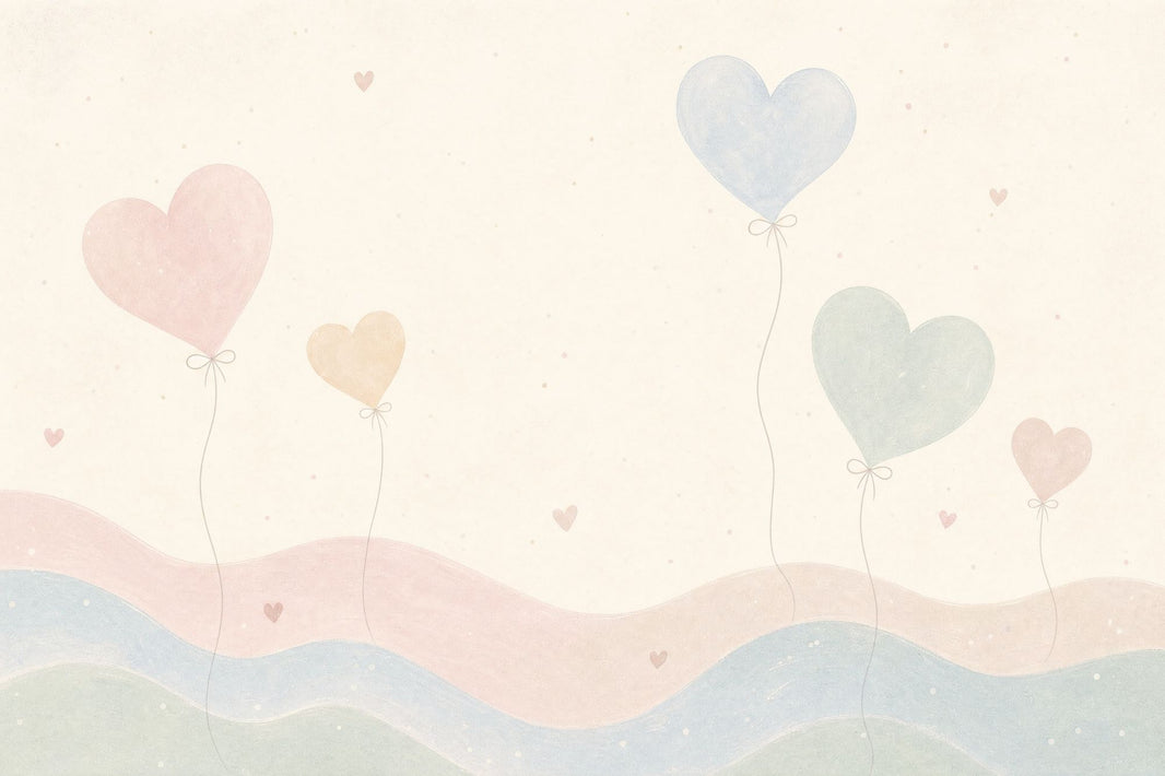 Heart Balloons Wallpaper Pastel Nursery Removable Wall Decor pattern artwork