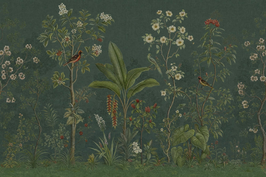 Dark Botanical Wallpaper Floral Garden Chinoiserie Removable Wall Decor pattern artwork