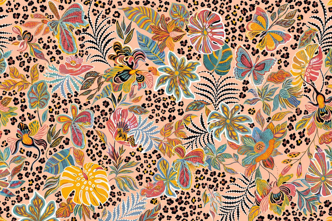 Maximalist Wallpaper Tropical Removable Exotic Wall Decor pattern artwork