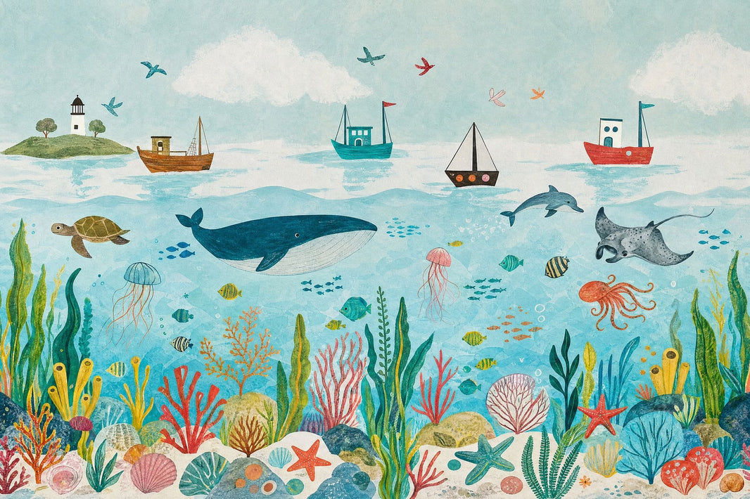 Underwater Wallpaper Ocean Marine Life Wall Mural pattern artwork