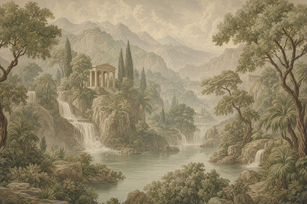 Classical Landscape Wallpaper Mountains Roman Temple Removable Wall Decor pattern artwork
