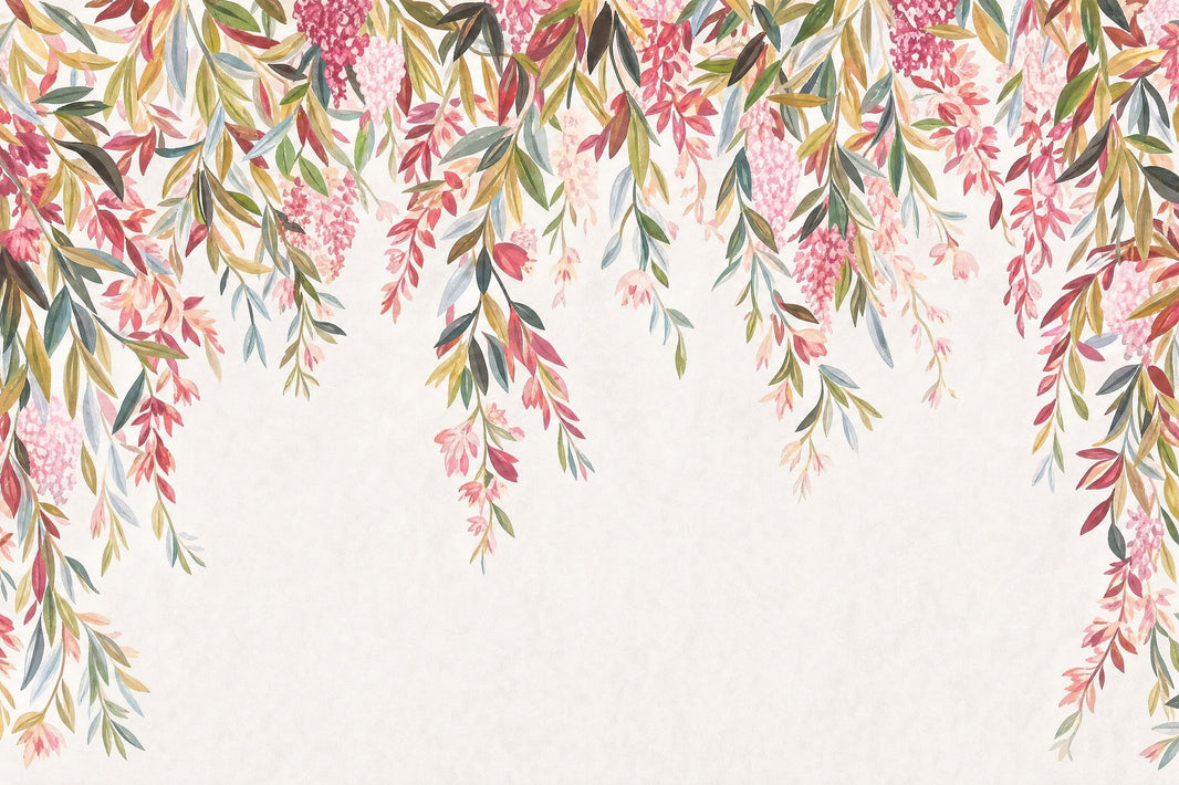 Watercolor Floral Wallpaper Hanging Vines Botanical Garland Wall Mural pattern artwork