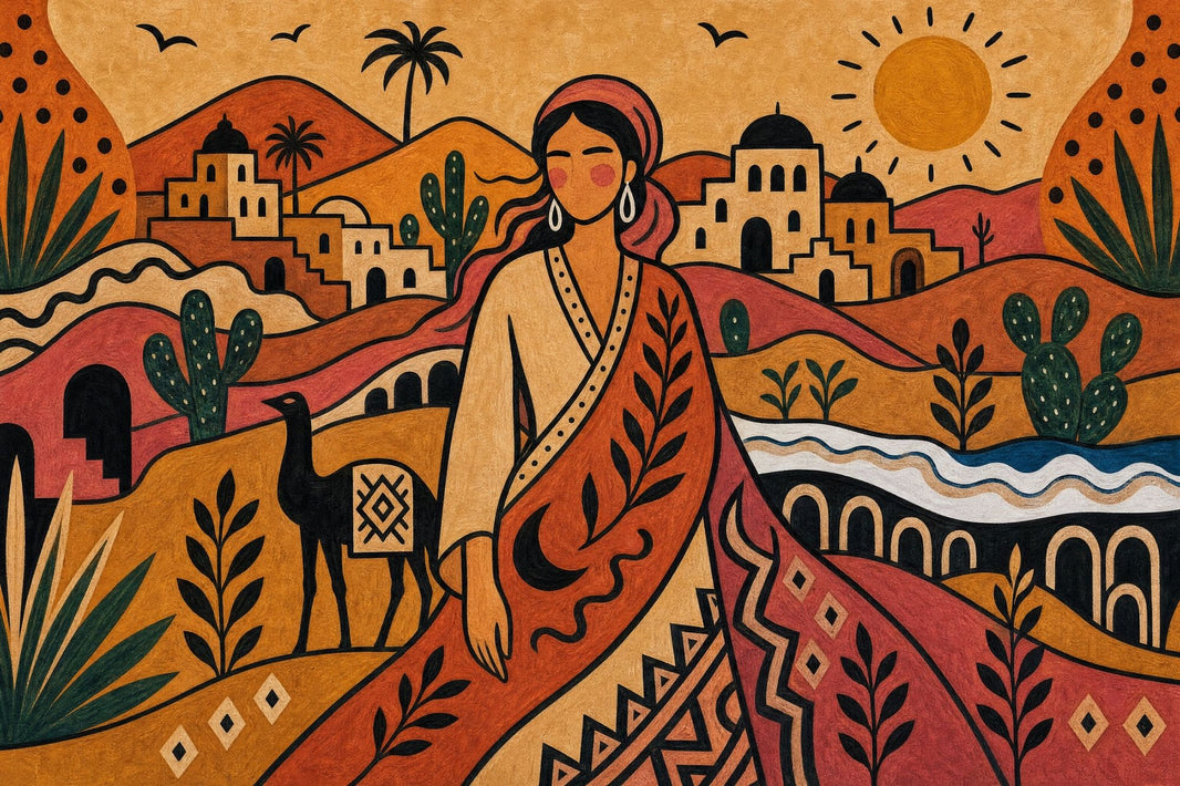 Desert Landscape Wallpaper Bohemian Mediterranean Village Removable Wall Decor pattern artwork