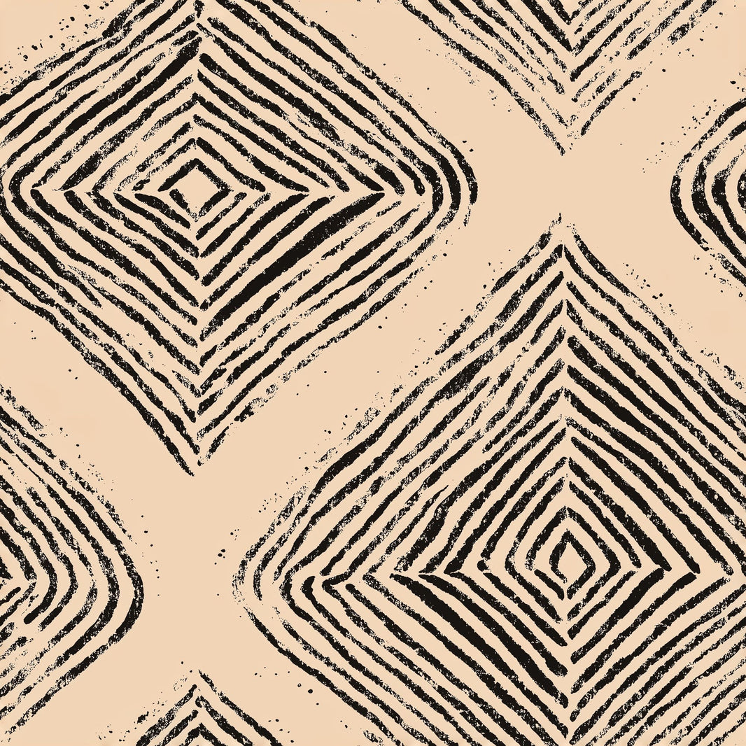 Abstract Geometric Wallpaper Diamond Pattern Black Ink Removable Wall Decor pattern artwork