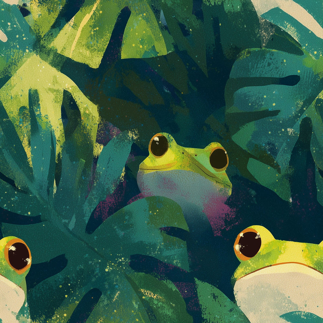 Dark Tropical Jungle Wallpaper Abstract Foliage Playful Wildlife Removable Wall Decor pattern artwork