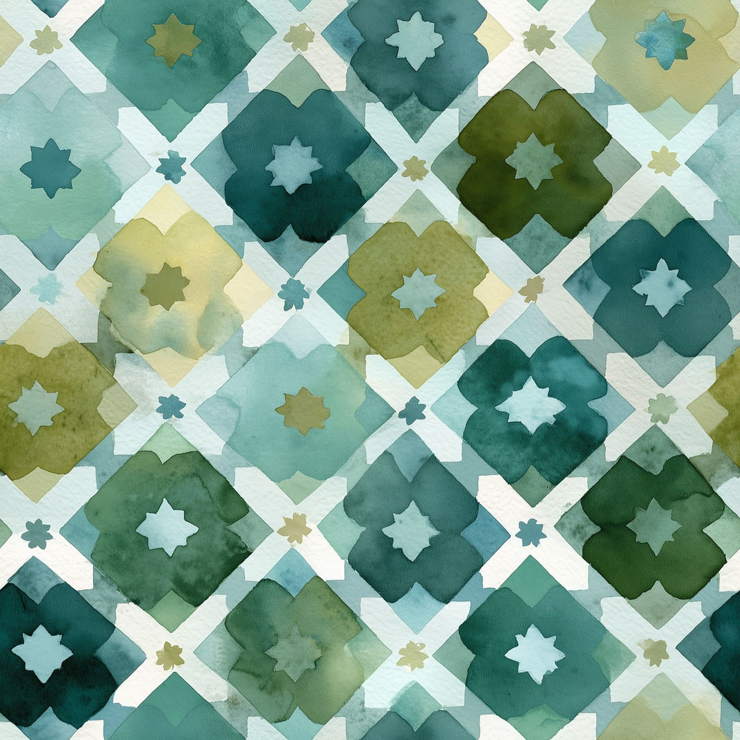 Watercolor Wallpaper Geometric Tile Moroccan Removable Wall Decor pattern artwork