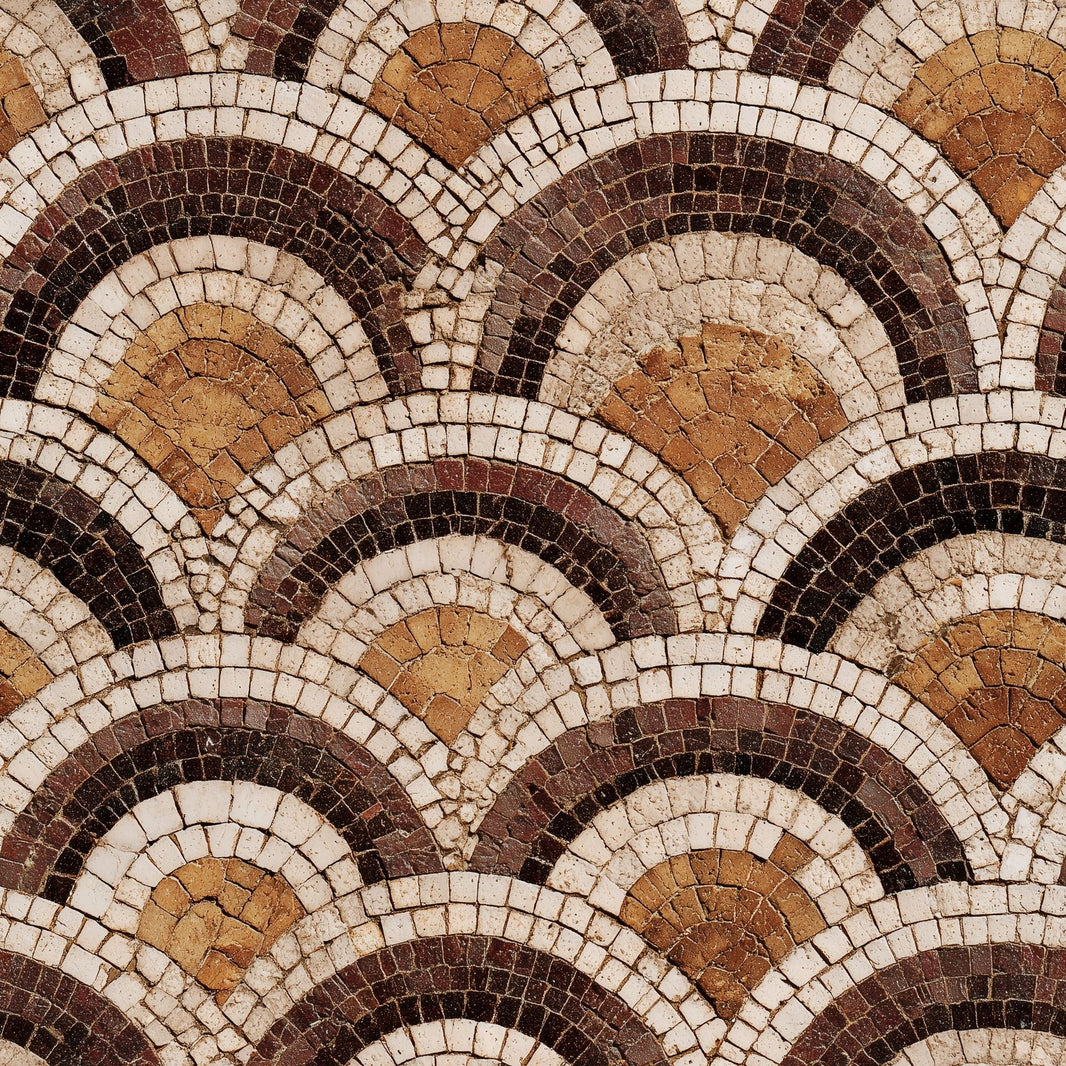 Vintage Mosaic Wallpaper Geometric Arcs Scallop Pattern Removable Wall Decor pattern artwork