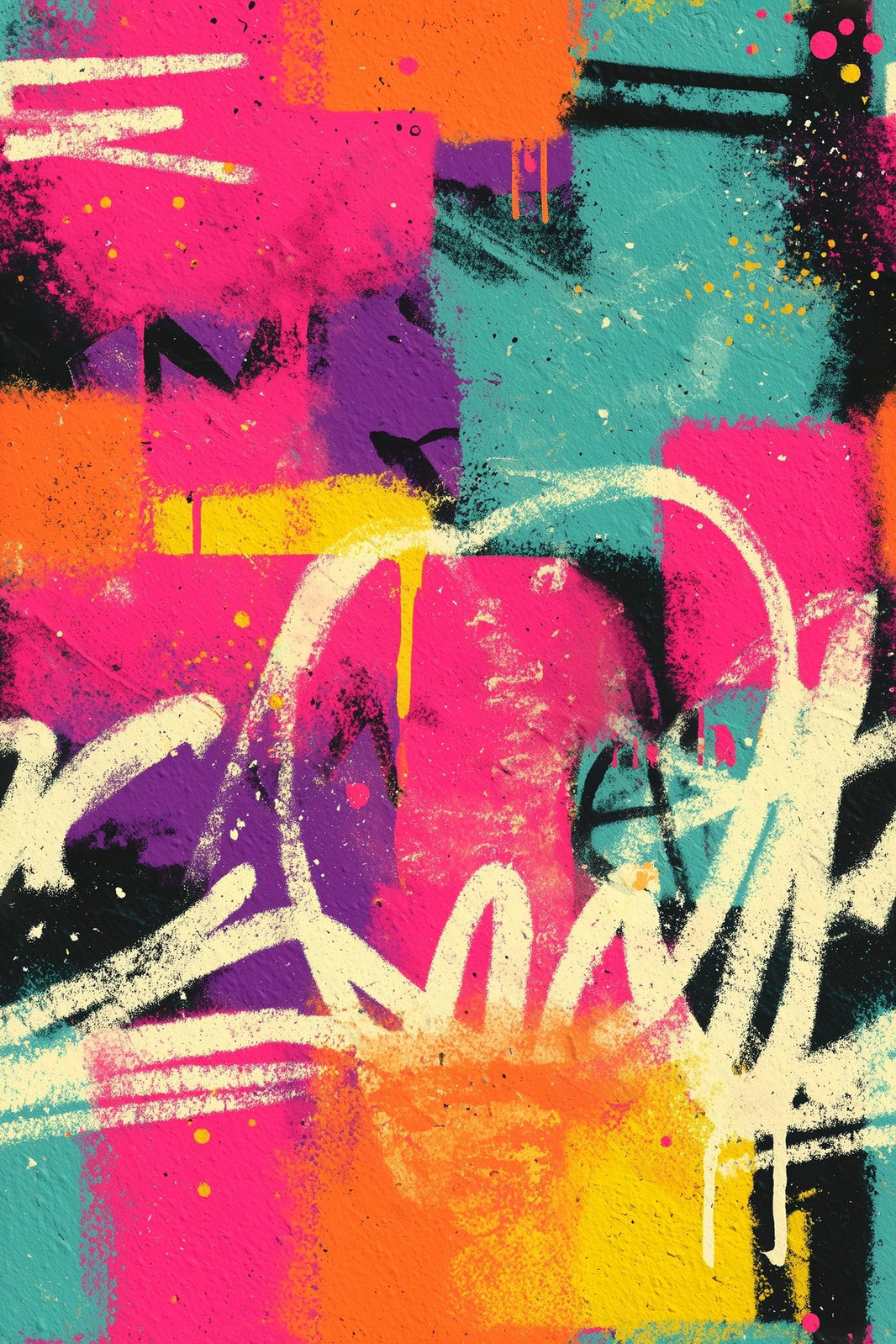 Graffiti Wallpaper Street Art Neon Pink Removable Wall Decor pattern artwork
