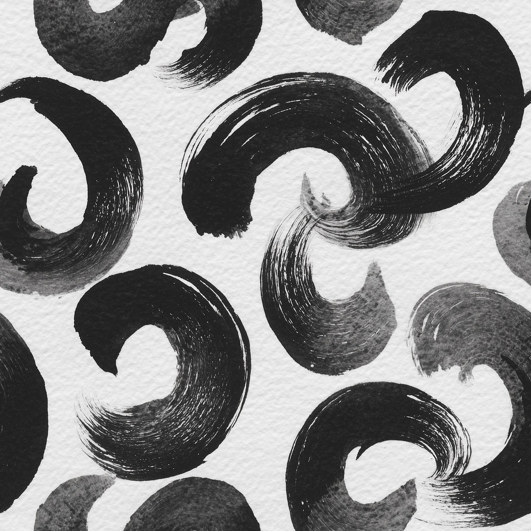 Brushstroke Circles Wallpaper Black And White Removable Textured Paper Wall Double Roll pattern artwork