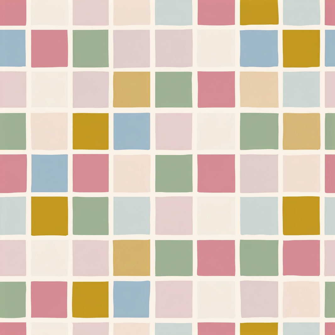 Geometric Grid Wallpaper Pastel Color Block Decorative Mural pattern artwork