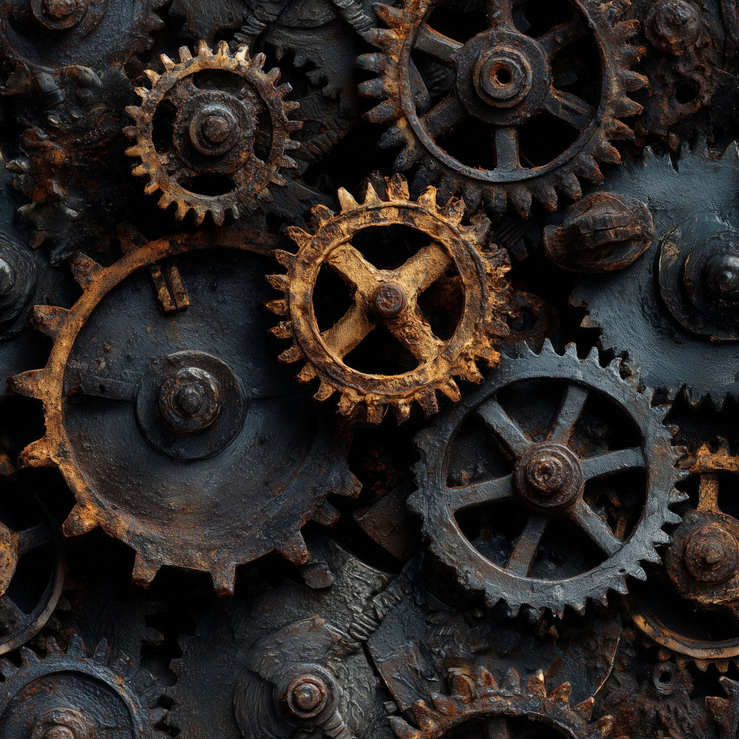 Rusted Gears Wallpaper Industrial Steampunk Removable Wall Decor pattern artwork