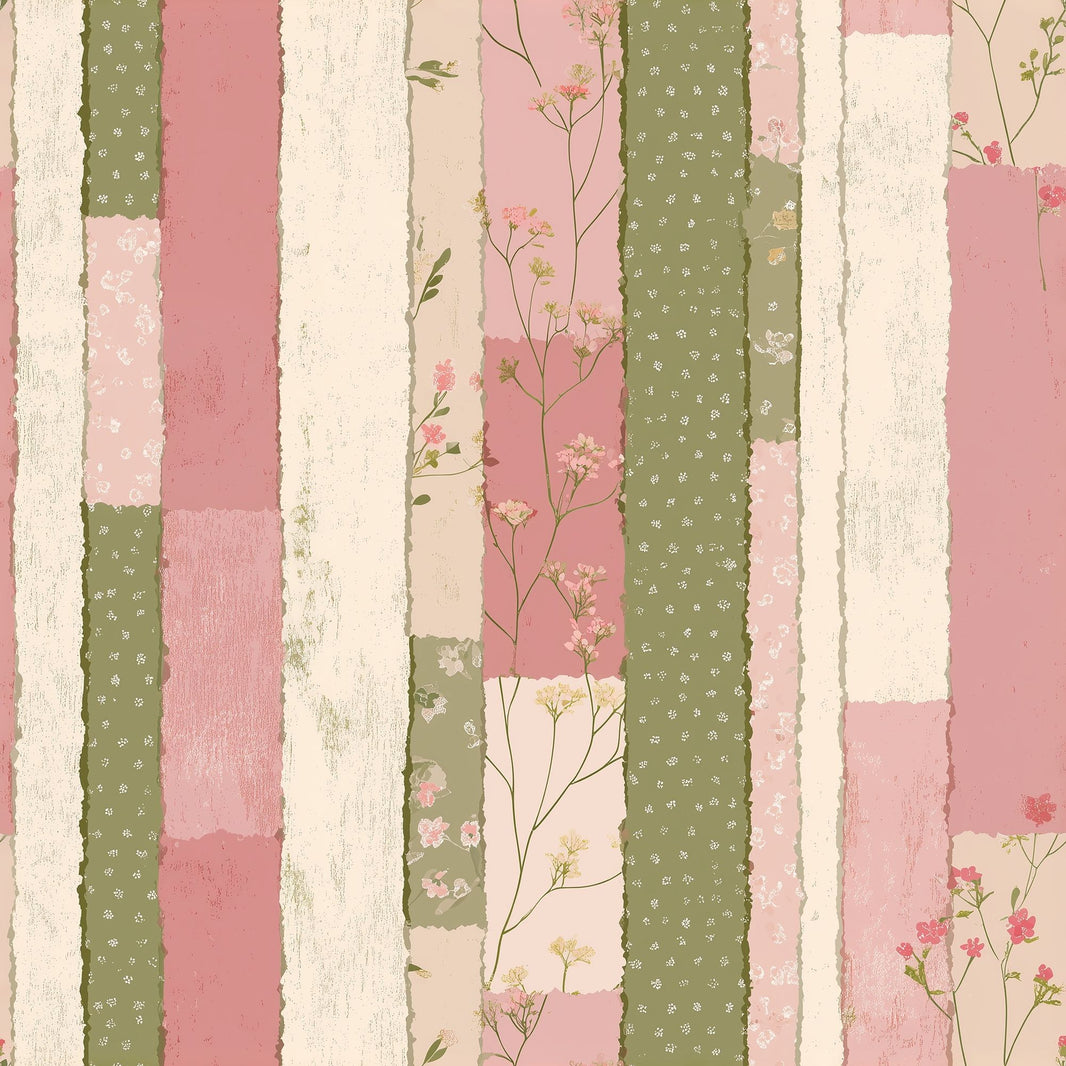 Pink Striped Wallpaper Sage Green Vintage Distressed Decorative Mural pattern artwork