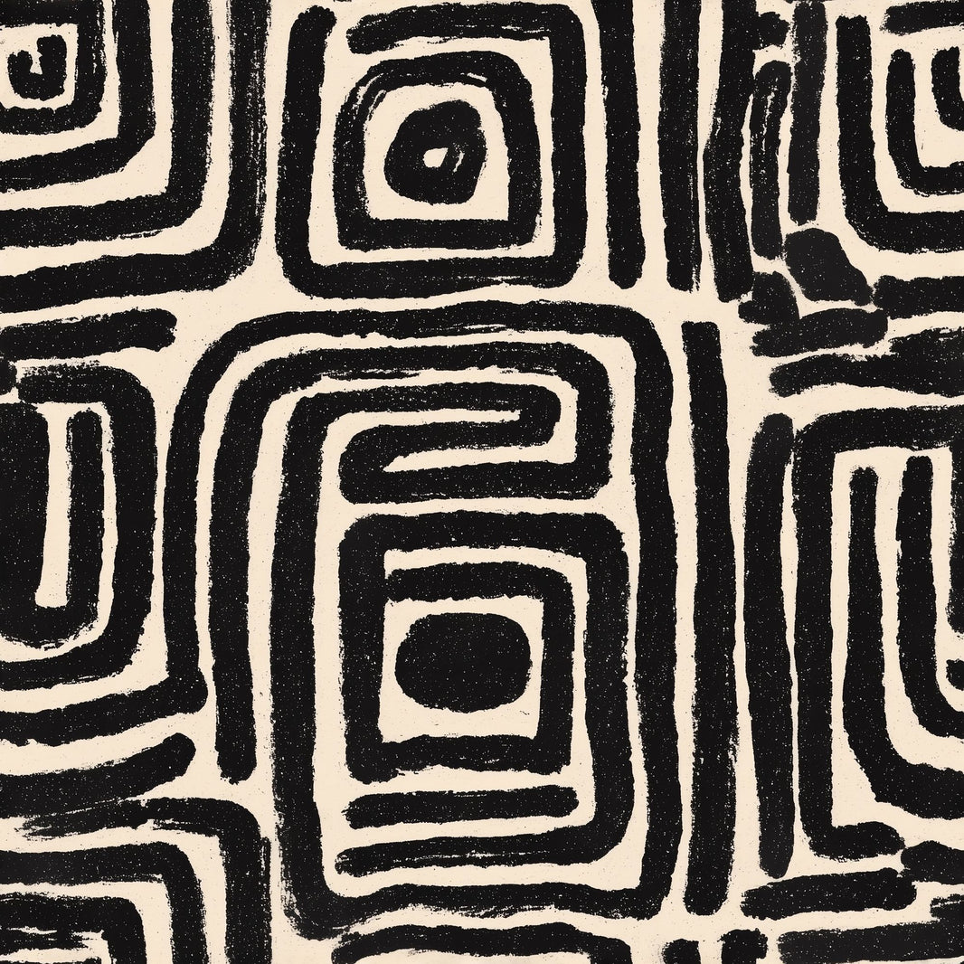 Abstract Geometric Wallpaper Maze Pattern Removable Bold Brushstroke Wall Double Roll pattern artwork