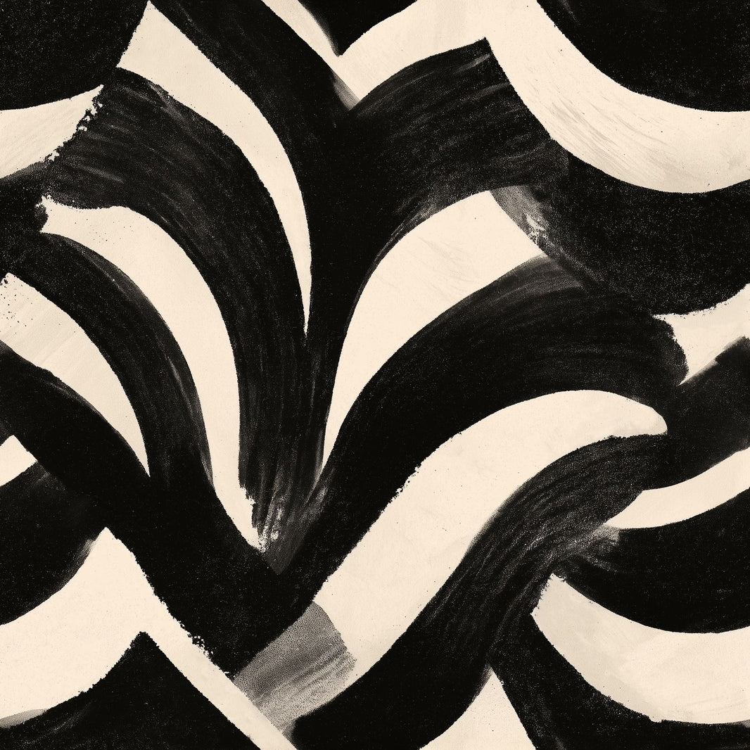 Black And Cream Wallpaper Bold Brushstrokes Graphic Modern Decorative Mural pattern artwork
