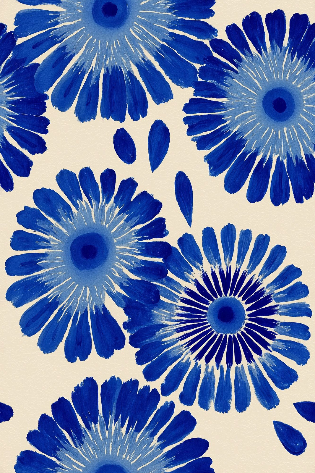 Watercolor Texture Wallpaper Painted Florals Blue Removable Wall Decor pattern artwork