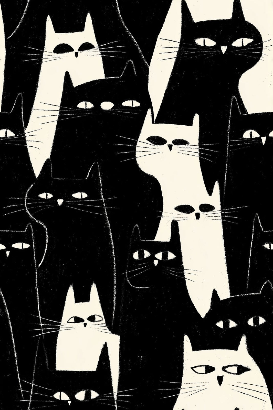 Cat Pattern Wallpaper Whimsical Graphic Illustration Removable Wall Decor pattern artwork