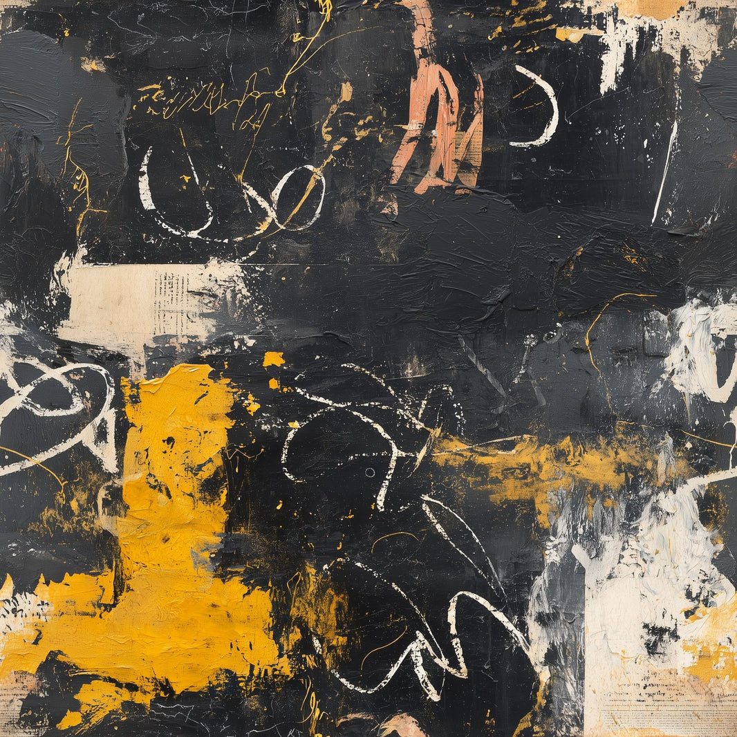 Dark Abstract Wallpaper Black Charcoal Background Mustard Yellow Accents Removable Wall Decor pattern artwork