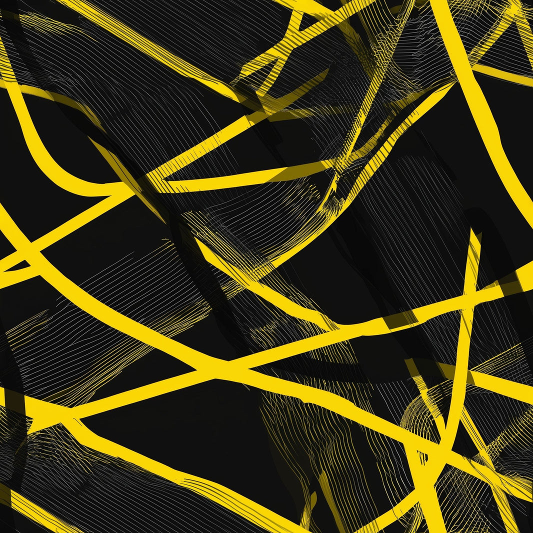 Dark Abstract Wallpaper Black Background Removable Yellow Linework Wall Double Roll pattern artwork
