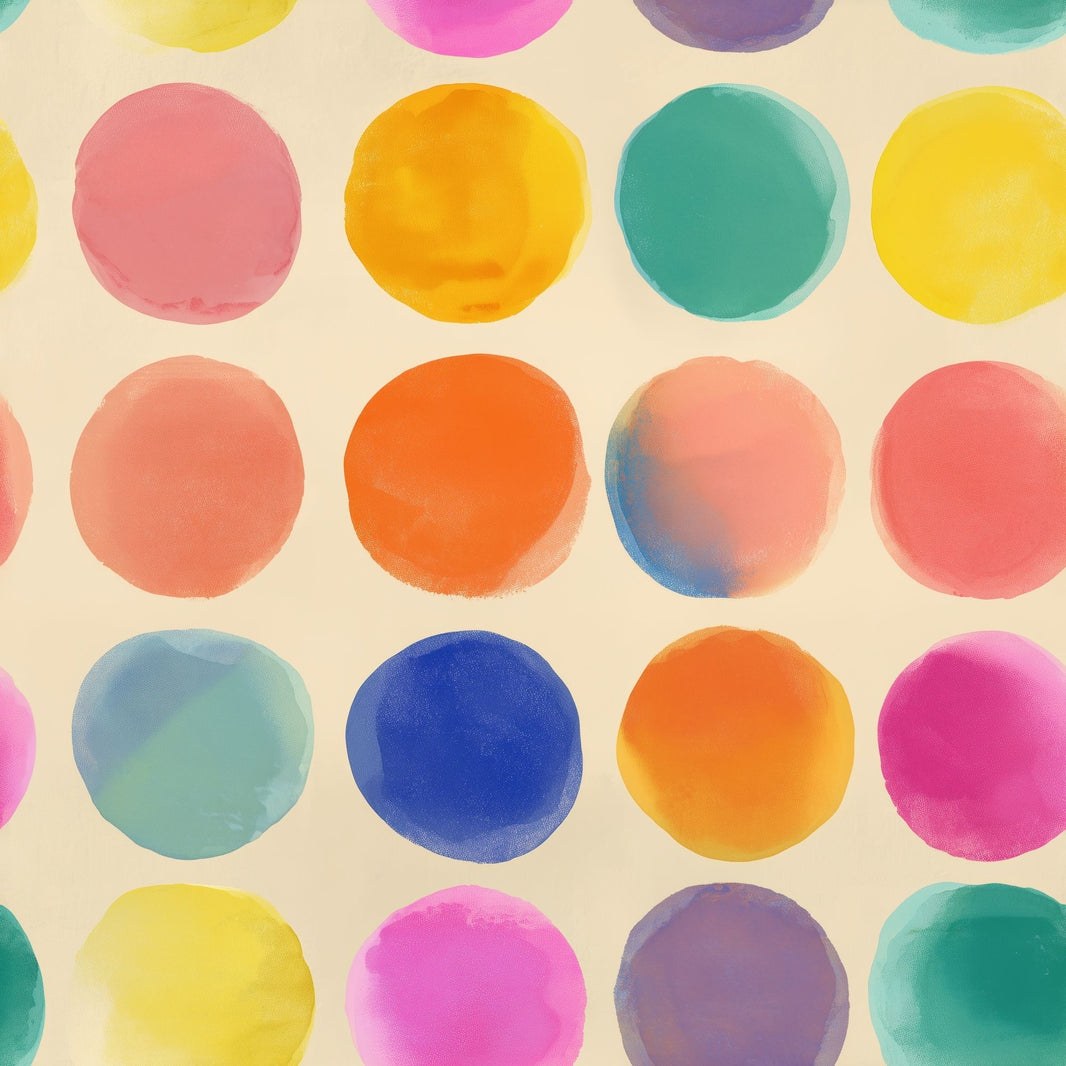 Abstract Polka Dots Wallpaper Watercolor Circles Colorful Pastel Decorative Mural pattern artwork
