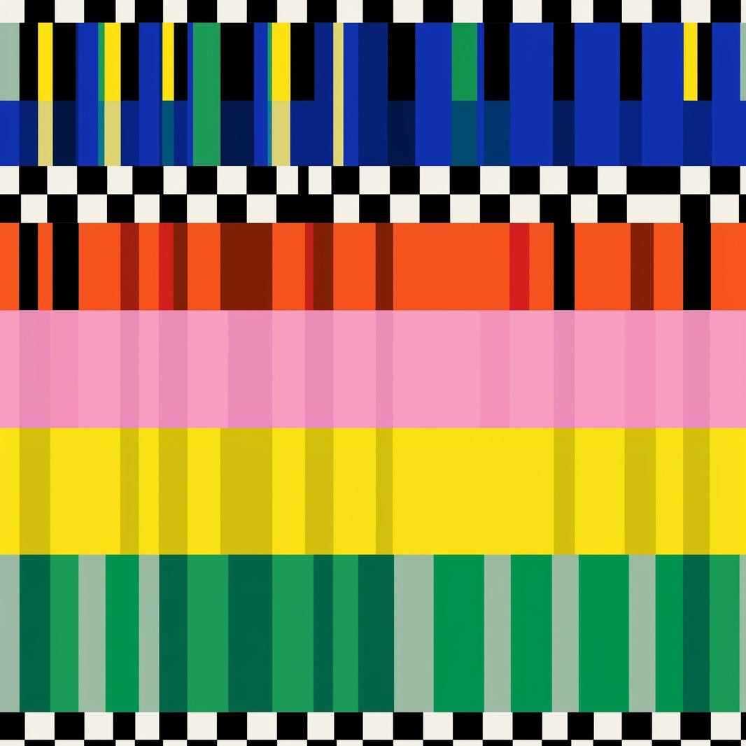Abstract Geometric Wallpaper Color Block Checkered Border Decorative Mural pattern artwork