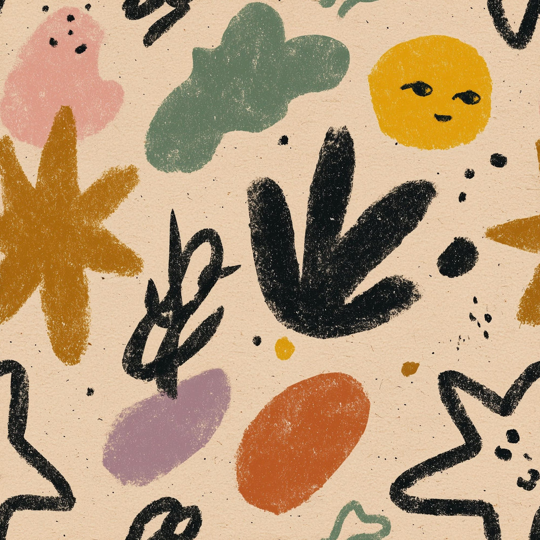 Organic Shapes Wallpaper Abstract Hand Drawn Decorative Mural pattern artwork