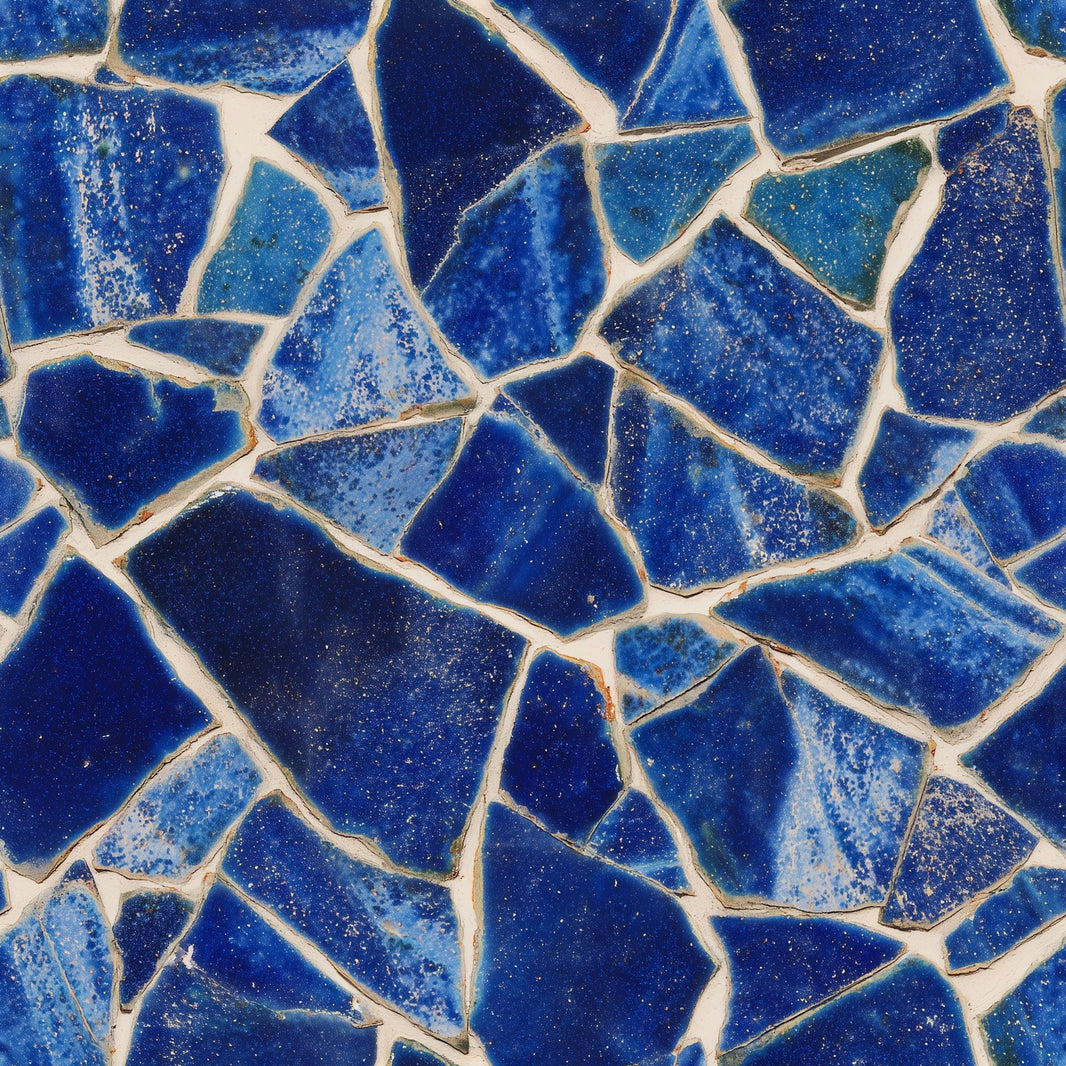 Broken Tile Wallpaper Dark Blue Removable Mosaic Wall Double Roll pattern artwork