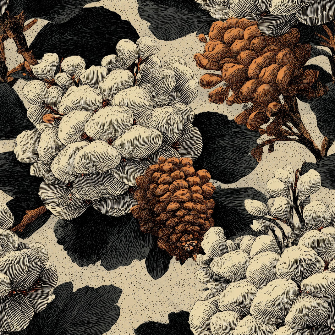 Dark Floral Wallpaper Botanical Vintage Decorative Mural pattern artwork