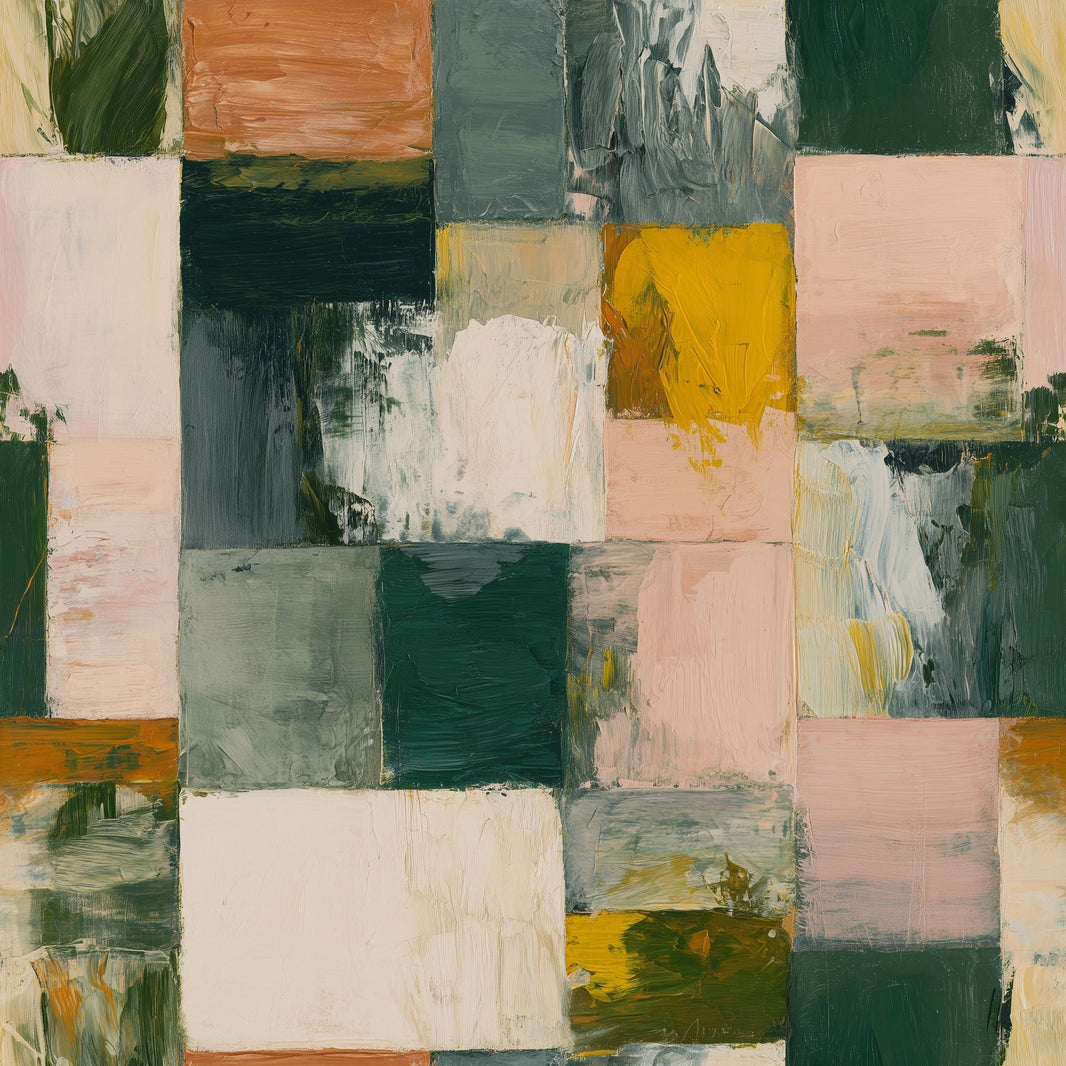Geometric Blocks Wallpaper Painterly Texture Removable Earthy Palette Wall Double Roll pattern artwork