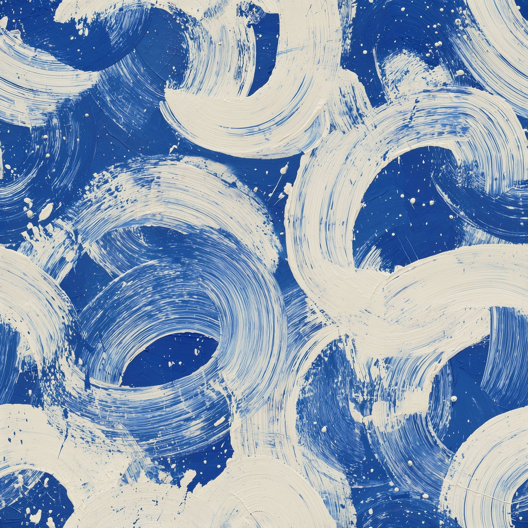 Abstract Wallpaper Blue And White Bold Brushstrokes Decorative Mural pattern artwork