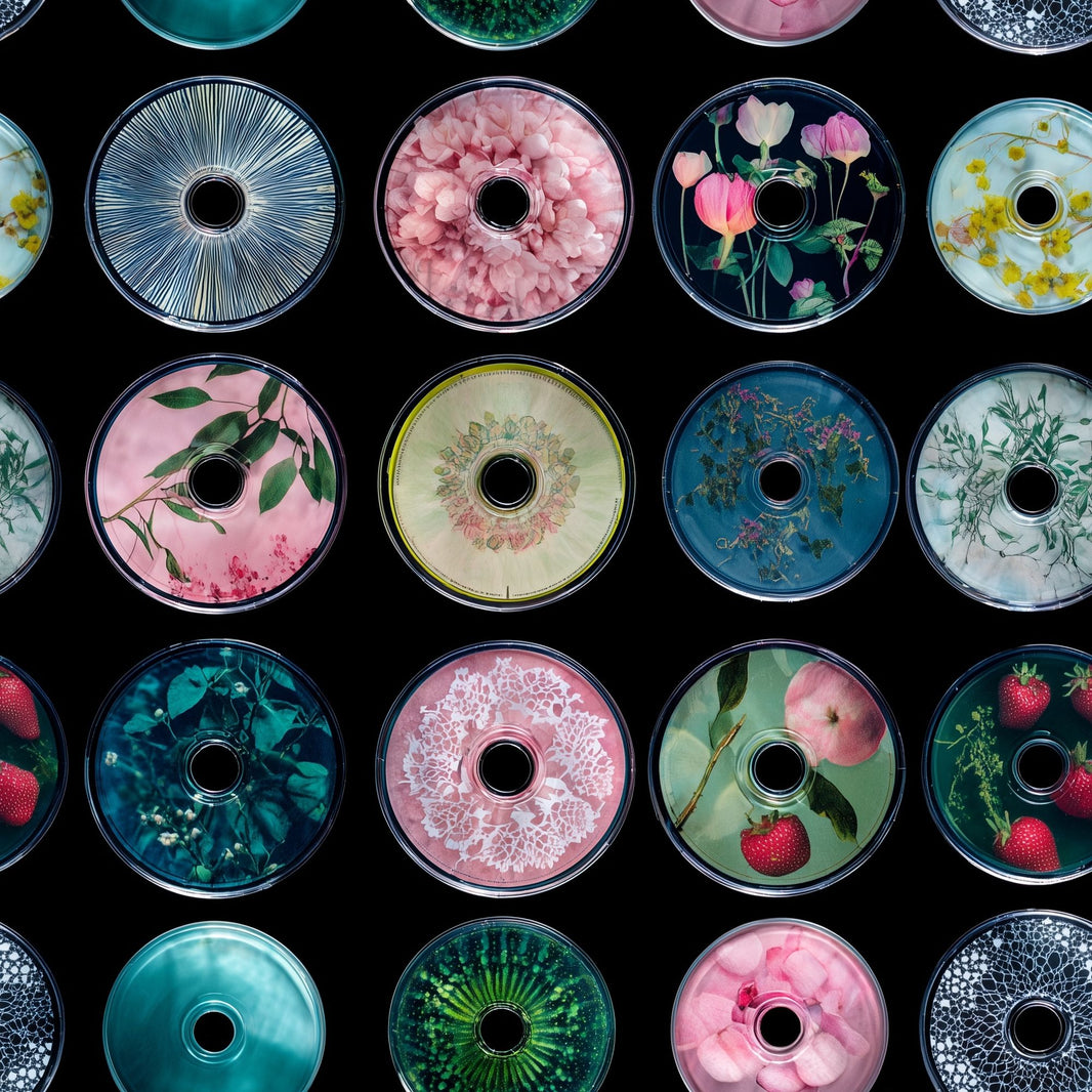 Dark Background Wallpaper Circular Discs Modern Collage Decorative Mural pattern artwork