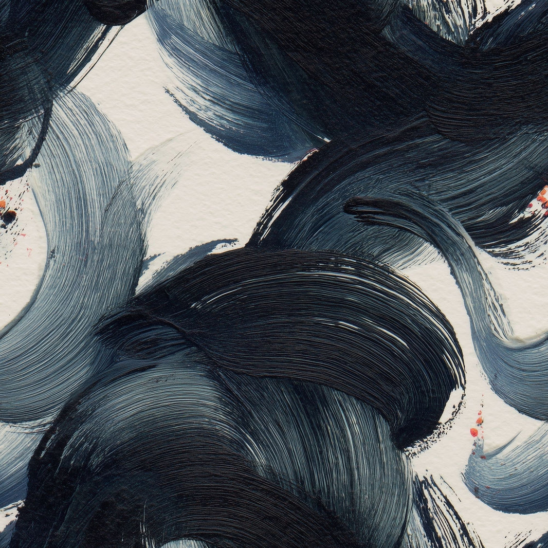 Dark Abstract Wallpaper Navy Brushstrokes Ink Wash Decorative Mural pattern artwork