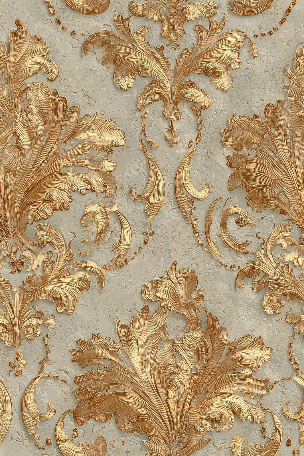 Ornate Damask Wallpaper Baroque Scrollwork Removable Acanthus Leaves Wall Double Roll pattern artwork