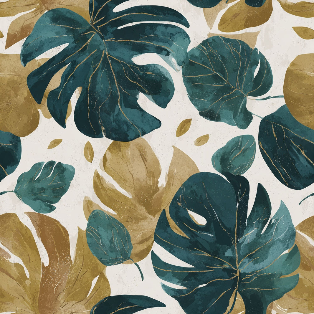 Watercolor Texture Wallpaper Bright Background Removable Tropical Leaves Wall Double Roll pattern artwork