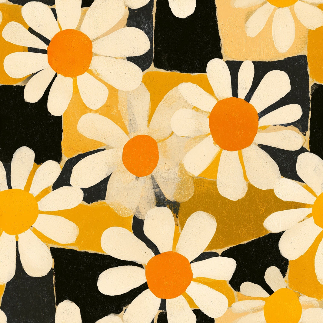 Daisy Wallpaper Floral Abstract Blocks Removable Wall Decor pattern artwork